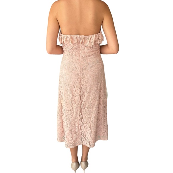 Nanette Lepore Blush Laced Ruffled Cotton Backless Cocktail Midi Dress Women’s 4 - Picture 12 of 16